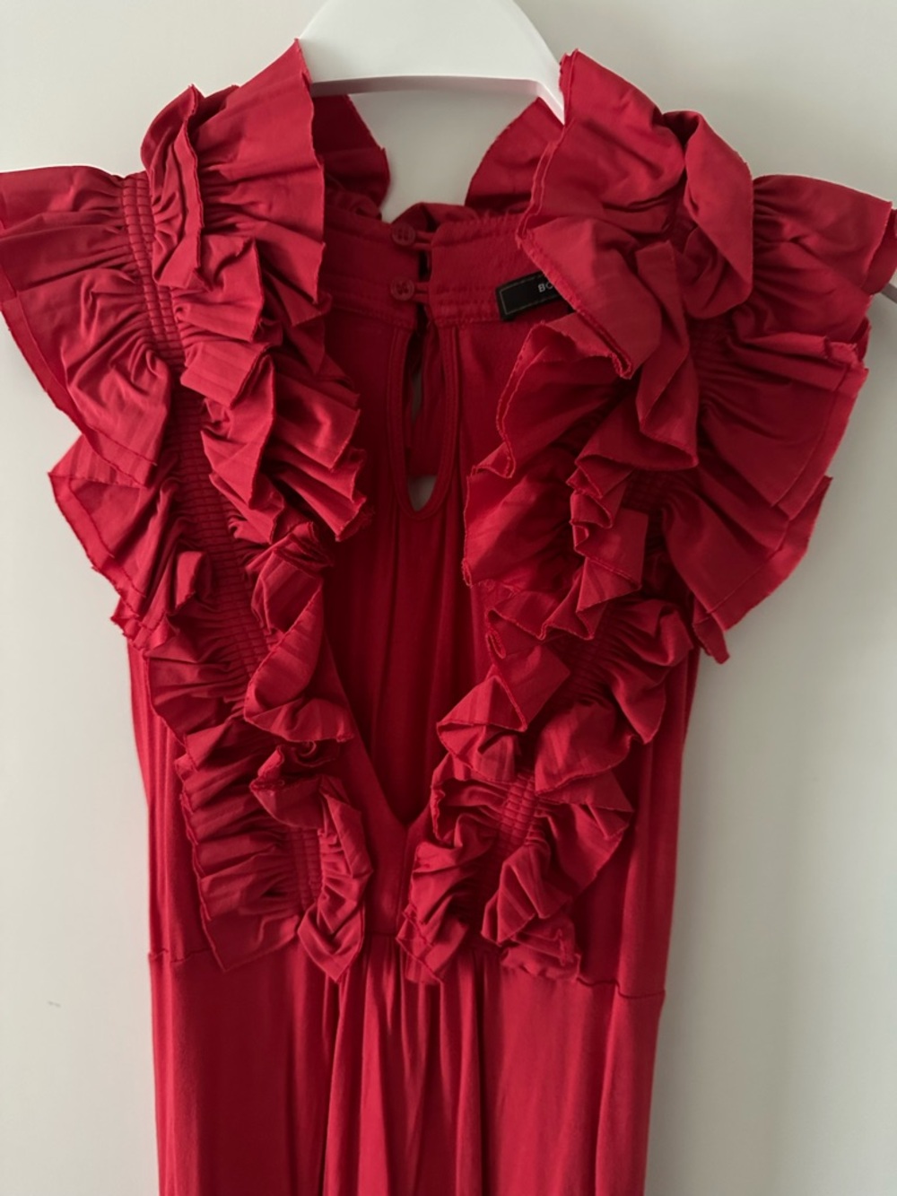 BCBGMaxAzria Women’s Raspberry Ruffle-Front Maxi Dress - Picture 3 of 10